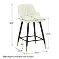 thumbnail image 6 of Swivel Bar Stool with Low Back Set of 2, 26 Inch Counter Bar Height Stool Velvet Upholstered Armless Heavy Duty Bar Chair for Kitchen Island Dining Room, White, 6 of 9