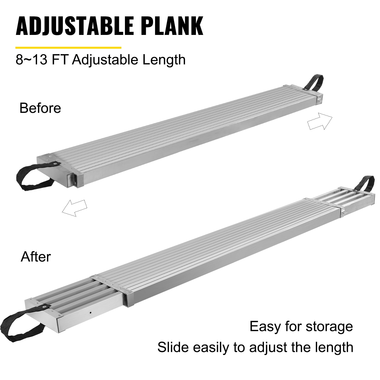 BENTISM Aluminum Work Plank Telescoping Plank 13ft w/ 440lb Capacity Scaffold Plank