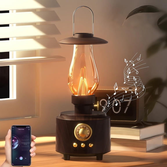 Vintage Kerosene Bluetooth Speaker with Light, HD Sound & IPX4 Waterproof, Wireless Night Light Lamp for Bedroom, Outdoor Decor, Support AUX/TF Card/USB