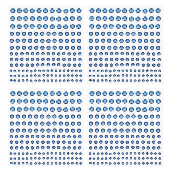 Uxcell 660 Pcs Acrylic Diamond Sticker, 4 Size 3/4/5/6mm Self Adhesive Rhinestones Face Gem Stones Bling Jewelry for Nail Art Craft Clothes DIY Makeup Decoration Party, Dark Blue