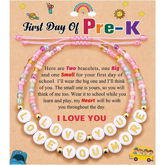 First Day of School Bracelet Mommy and Me Back to School Bracelet for Mom and Daughter Bracelets for Mother Daughter Back to School Gifts Pre-K Sweetpink&Sweetpink {件数}