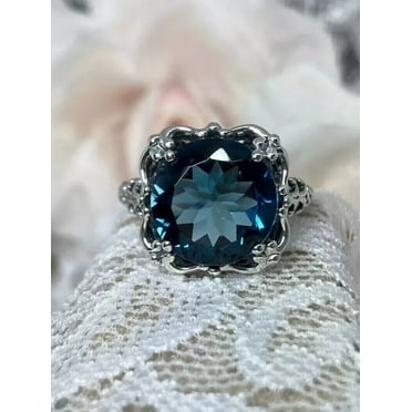 Aishvi Jewels 2Ct Round Brilliant Cut London Blue Topaz Engagement Ring 14K White Gold Plated