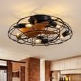 thumbnail image 6 of HOOMEDELIER 22" Black Industrial Ceiling Fan with Light Rustic Caged Ceiling Fan and Remote Flush Mount Fan Light, 6 of 15