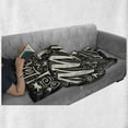 thumbnail image 5 of Saying Soft Flannel Fleece Throw Blanket, I Love You to the Moon and Back Lettering Ornaments Illustration, Cozy Plush for Indoor and Outdoor Use, 50" x 70", Charcoal Grey and Champagne, by Ambesonne, 5 of 5