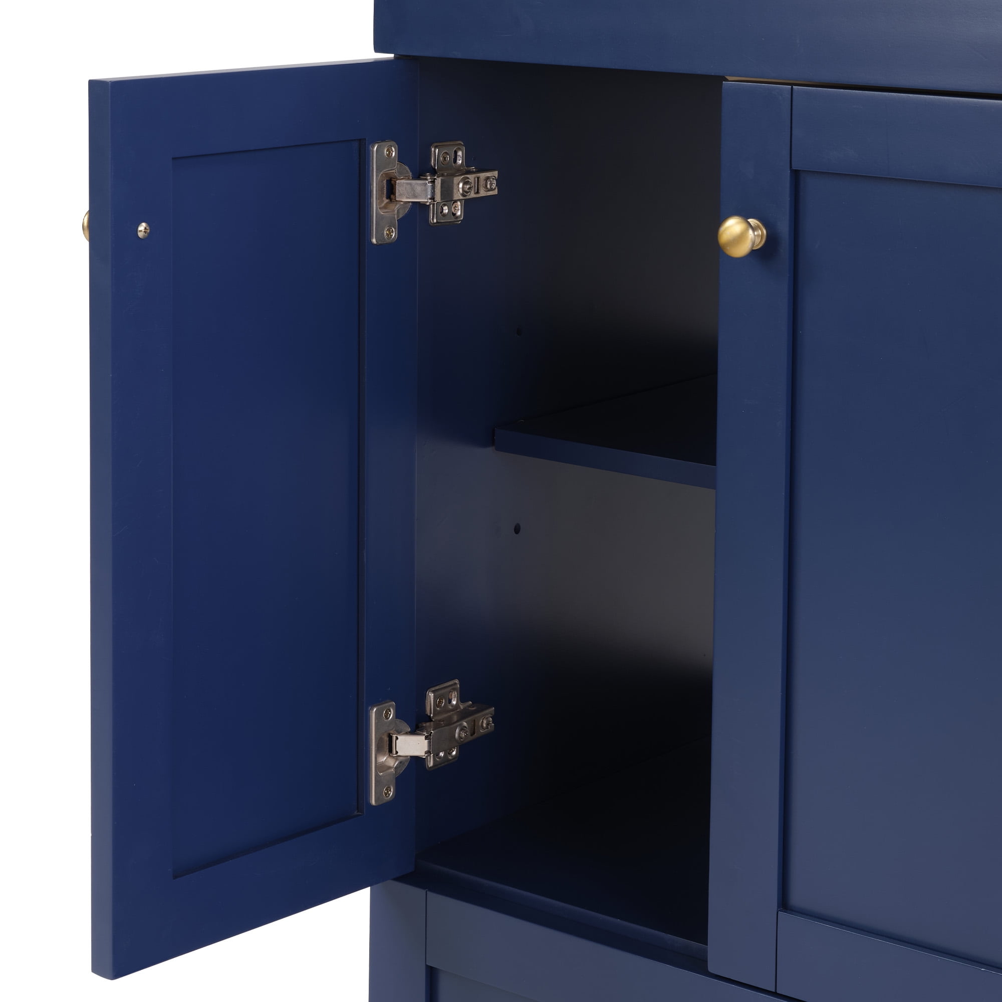 Bathroom Vanity, Vanity with Sink, Storage Vanity 30 Inch with Integrated Ceramic Sink Soft Close Drawers Multi Tier Storage Solid Wood Frame for Bathroom, Blue