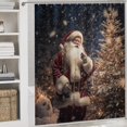 thumbnail image 5 of Santa Claus Reindeer Vintage 4 Pcs Shower Curtain Set with Rug Bathroom Sets with Waterproof Fabric And Non-Slip Rugs Toilet Lid Cover Bath Mat Decor with Hooks, 5 of 8