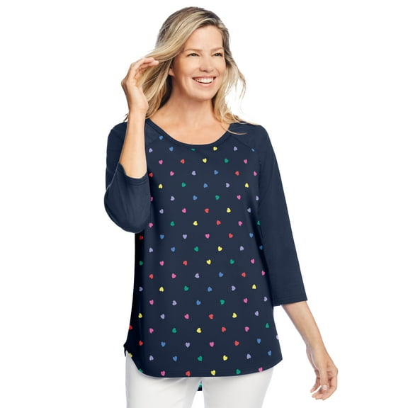 Woman Within Plus Size Three-Quarter Sleeve Baseball Tee