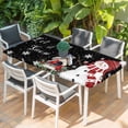 thumbnail image 2 of Black Snowman Christmas Table Cloths for 6 Foot Rectangle Tables, Xmas Snowflake Birds Berry Winter Patio Waterproof Elastic Fitted Tablecloths, Washable Rectangular Table Cover for Camping, 2 of 8