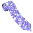 thumbnail image 3 of XMXY Geometric Plaid Mens Necktie Ties , Pale Purple Blue White Formal Bussiness Wedding Party Printed Tie, 3 of 9