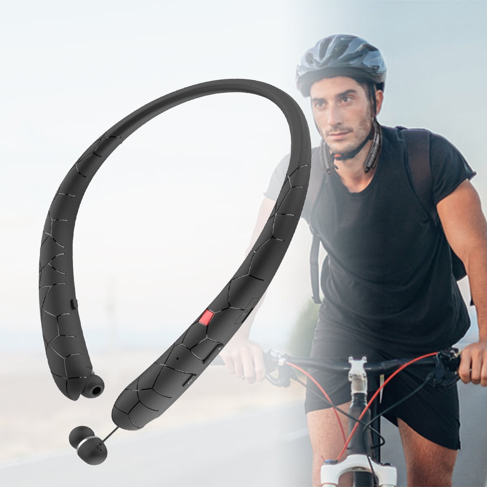 Wireless Headphones Retractable Earbuds Sport Neckband Bluetooth Headphones HD Stereo Bluetooth Earphones with Mic Sweatproof for Gym Workout, Rose Gold