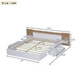 thumbnail image 4 of Queen Size Bed Frame with 4 Storage Drawers, Solid Wood Platform Bed Frame with Headboard, Shelves, USB Ports and Sockets, No Box Spring Needed, Easy Assembly, White, 4 of 7