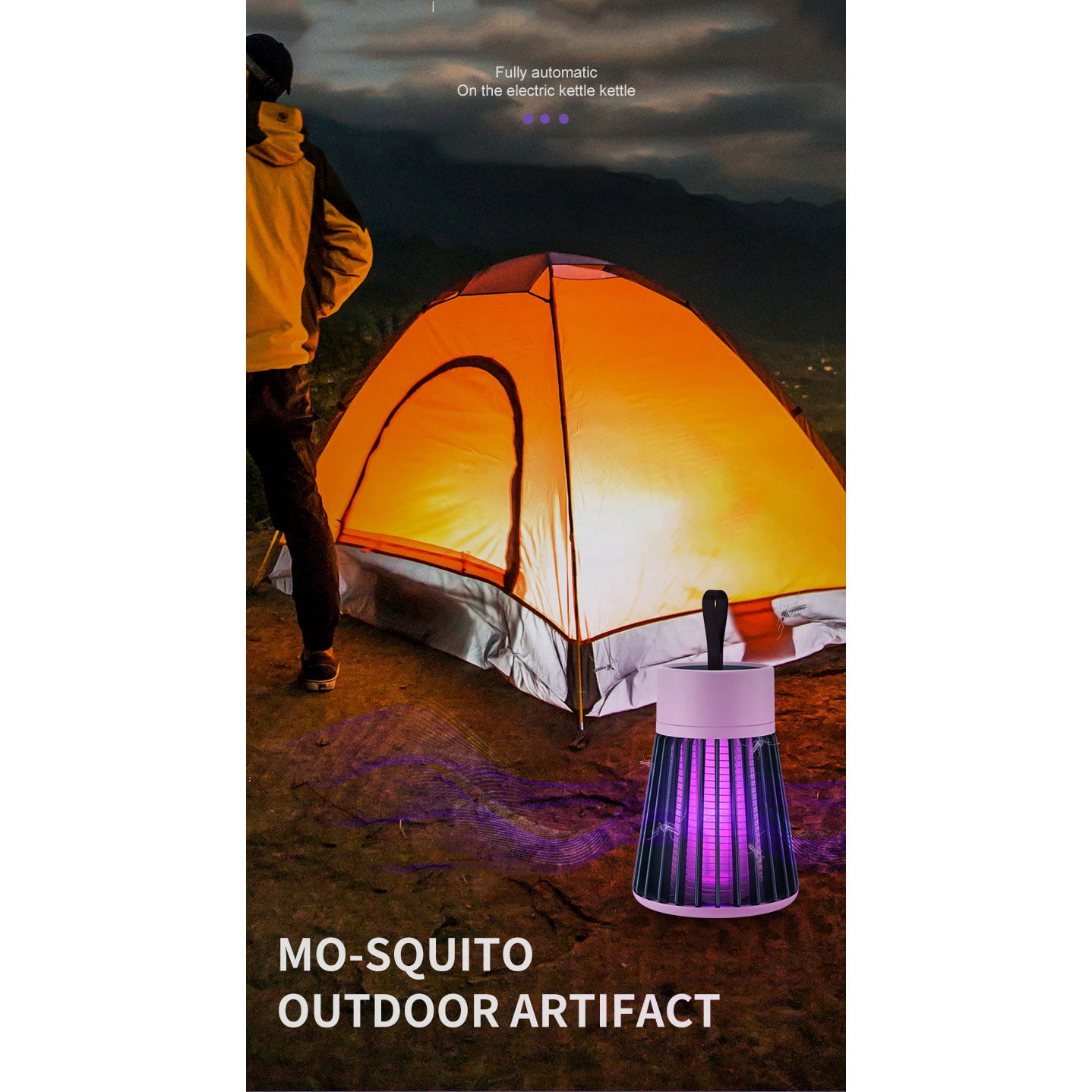 Mosquito outdoor mosquito lamps with lane rope, USB and low noise 2.0, suitable for indoor, family garden, camping, picnic-20-100m (2PCS)