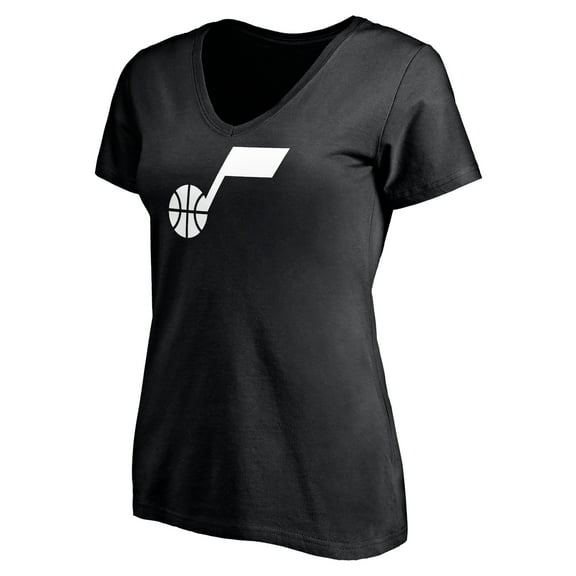 Women's Black Utah Jazz Primary Team Logo V-Neck T-Shirt