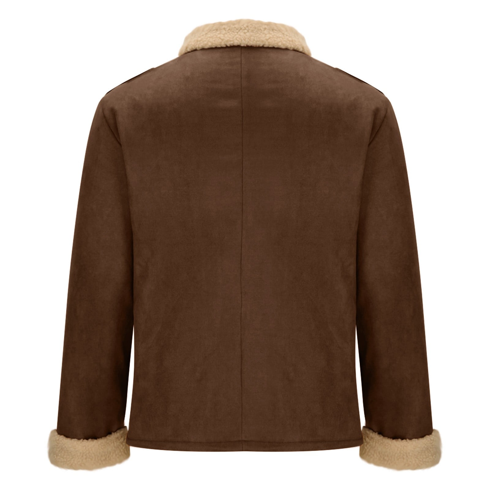 YLSDY Mens Shearling Bomber Suede Jacket Winter Warm Faux Leather Suede Jackets Vintage Sherpa Lined Fleece Overcoats Coffee XXXL