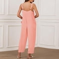 thumbnail image 6 of HAPIMO Wide Leg Cotton Linen Jumpsuit for Women Clearance Summer Relaxed Baggy Pocket Sleeveless Trousers Casual Button Workout Fashion Solid Sale Pink, 6 of 9