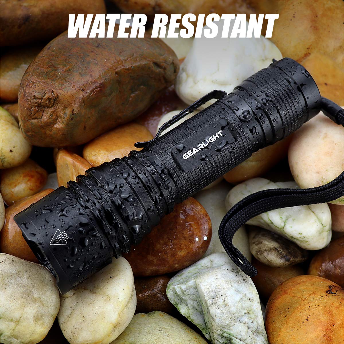 GearLight TAC LED Tactical Flashlight [2 PACK] - Single Mode, High Lumen, Zoomable, Water Resistant, Flash Light - Camping, Outdoor, Emergency, Everyday Flashlights with Clip - image 4 of 7