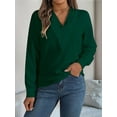 thumbnail image 4 of Blusa Plisada de Larga con Cuello en V para Mujer, Ideal para Oficina Verde XXL, 4 of 8