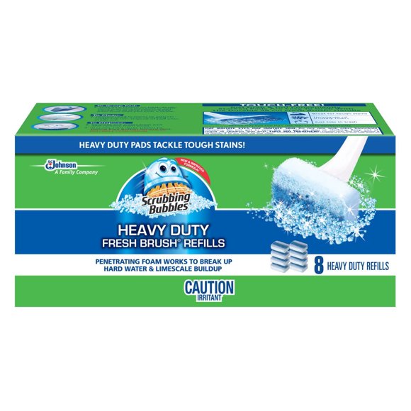 Scrubbing Bubbles Fresh Brush Toilet Cleaning System, Flushable Refills, 8 Heavy Duty Brush Pads