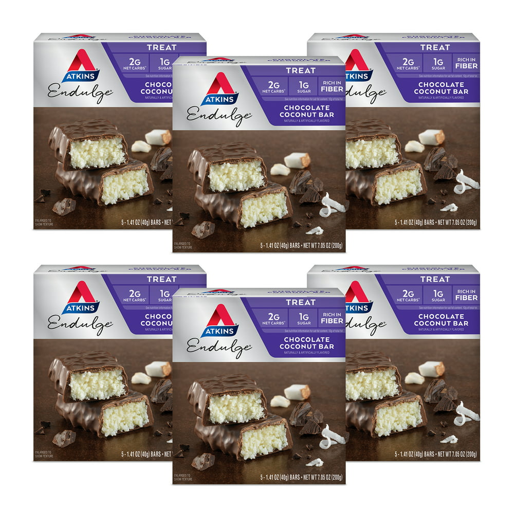 Atkins Endulge Chocolate Coconut Bar, 1.41oz, 30 CT (Treat) - Walmart ...