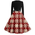 Christmas Costumes Woman 2024 Xmas Snowflake Print Dresses Christmas