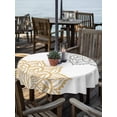 thumbnail image 3 of Round Outdoor Tablecloth With Umbrella Hole And Zipper– Grey Yellow Boho Floral Waterproof Patio Table Cover for Party, Picnic, Backyard, 60" Dia. , Retro Bohemia Flower Pattern, 3 of 8