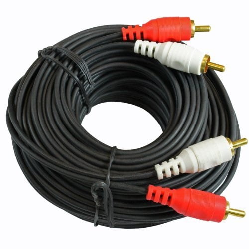 50' dual rca cable with red and white stereo audio
