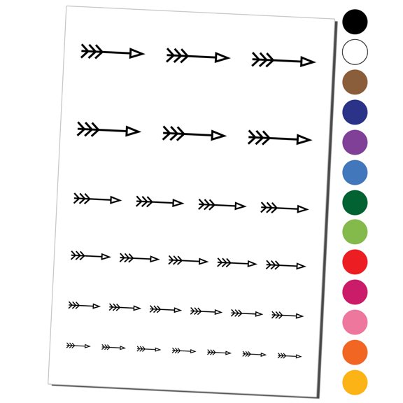 Fun Arrow Water Resistant Temporary Tattoo Set Fake Body Art Collection - Purple