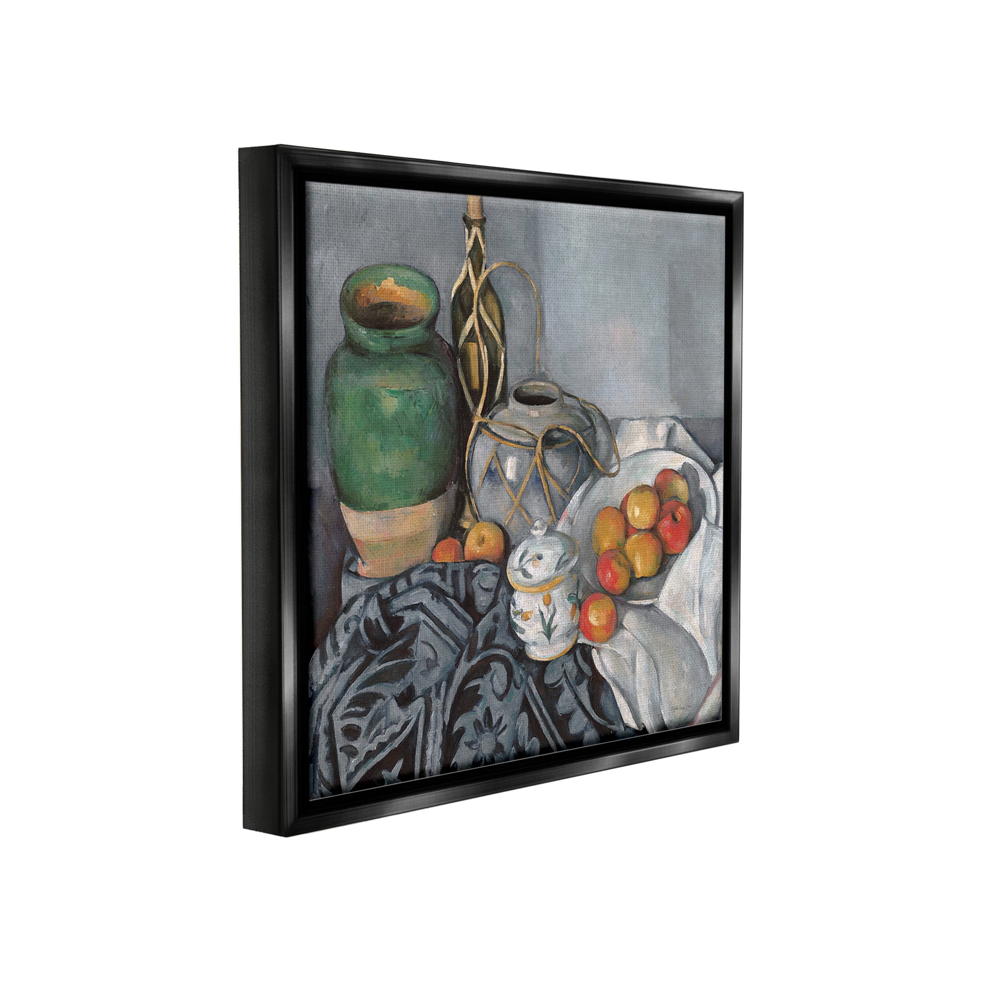 Stupell Industries Classic Style Still Life Food & Beverage Painting Black Floater Framed Canvas Art Print Wall Art, 18 x 18