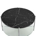 thumbnail image 4 of Table Basse Ronde de 32 Pouces avec Faux Marbre Noir et Pieds Chromés, 4 of 6