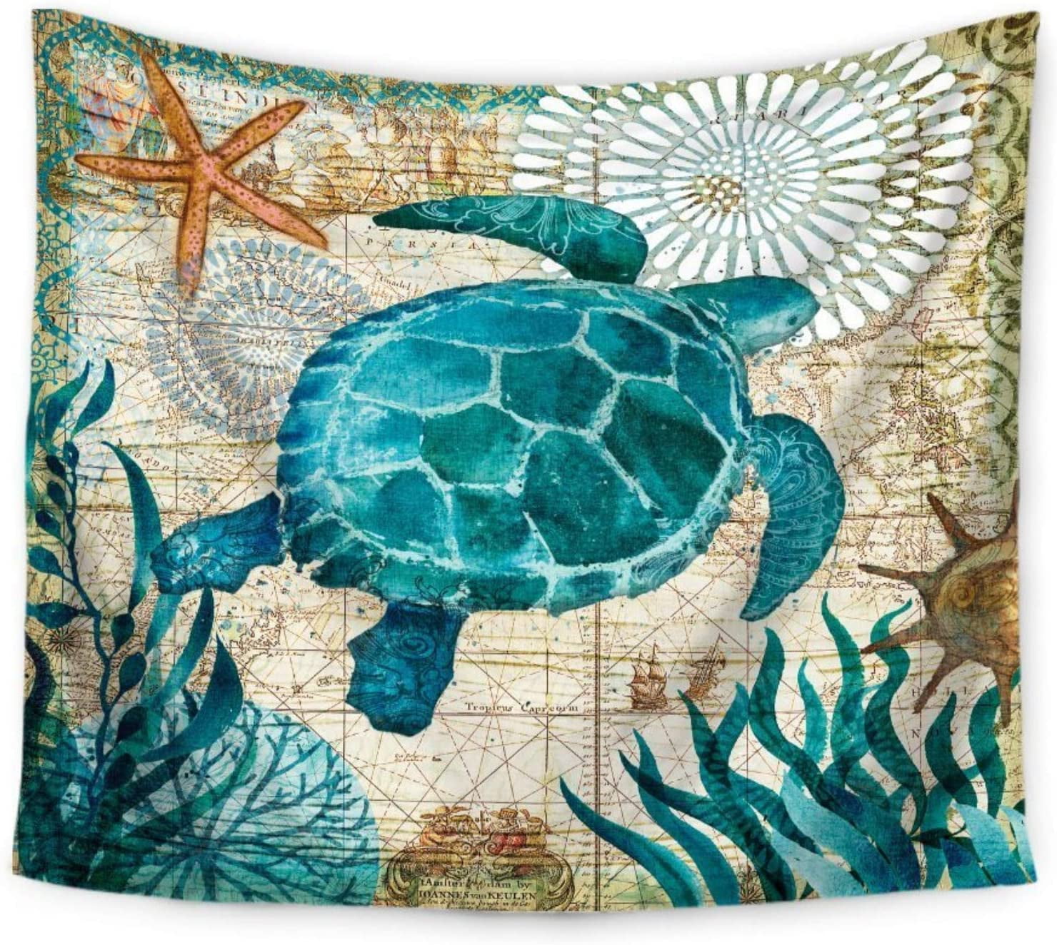 3D Blue Series Turtles Pattern Large Beach Towel Shawl Blanket Tapestries 60in 