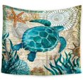 thumbnail image 1 of Tapiz de tortuga marina, tapiz bohemio de vida marina, tapiz colgante de pared con Mandala, decoración artística de pared, camino de mesa/tela de playa, 1 of 5