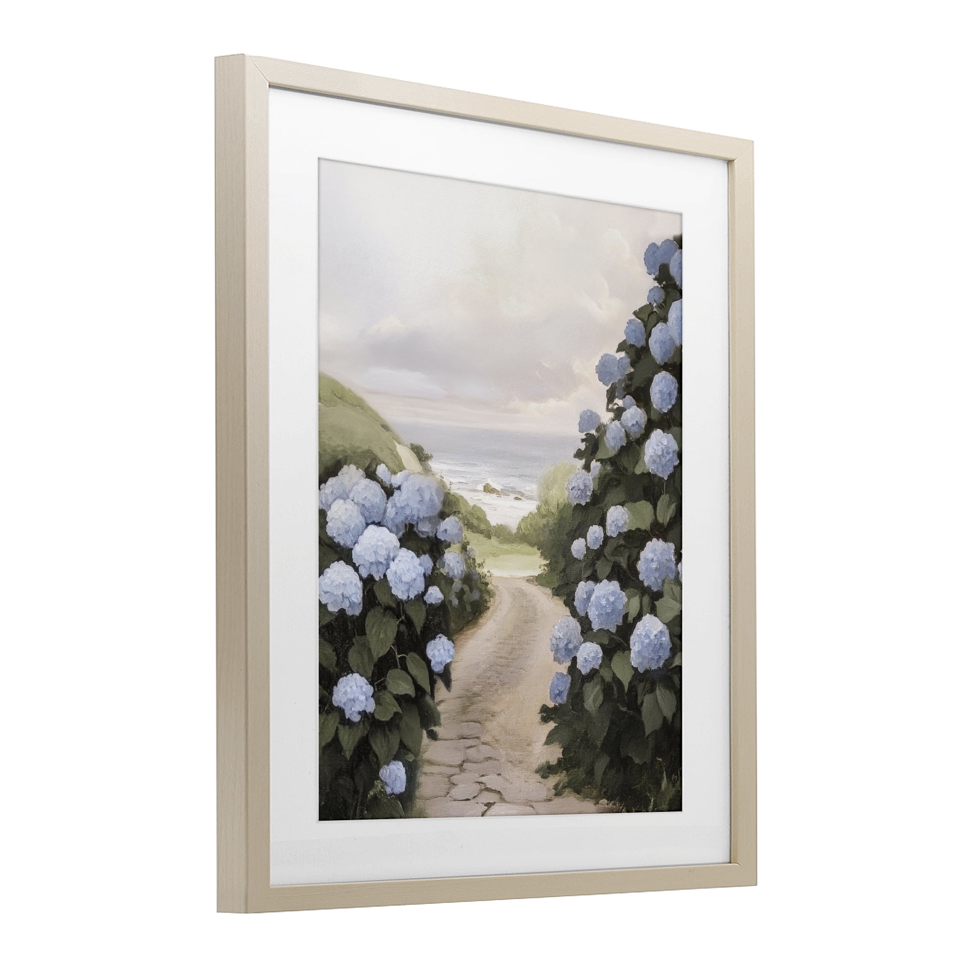 Stupell Industries Coastal Hydrangea Pathway Birch Framed Print Under Glass, design by Sisi and Seb
