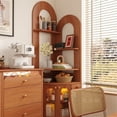 thumbnail image 3 of French Corner Shelf, Vintage Solid Wood Triangular Fan-shaped Bookshelf, Living Room Storage Cabinet, 3 of 7