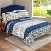 Better Homes & Gardens Patchwork Banded Jacobean Blue Floral Bedding, 1 Each