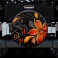 thumbnail image 1 of Floral African Authentic Flowers Pattern Polyester Universal Spare Wheel Tire Cover Wheel Covers for Trailer RV SUV Truck Camper, 1 of 5