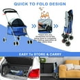 thumbnail image 4 of YRLLENSDAN Dog Stroller for Small Dogs 35 lbs Cat Stroller Pet Strollers Waterproof Portable Travel Cat Dog Stroller with Cup Holder, Blue, 4 of 7