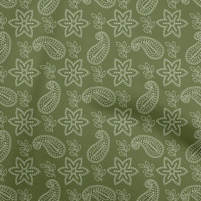oneOone Georgette Viscose Dark Green Fabric Floral Craft Projects Decor Fabric Printed By The Yard 42 Inch Wide