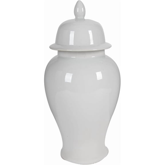 Victorian Vintage Decorative Porcelain Ginger Jar with Lidded Top, Large, White