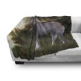 thumbnail image 2 of Unicorn Soft Flannel Fleece Blanket, Mythical Horse Watching the Sunset Reflections in the Water Nature View, Cozy Plush for Indoor and Outdoor Use, 60" x 80", Pearl and Army Green, by Ambesonne, 2 of 5