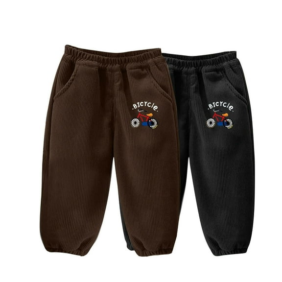 bbymog 2 Pack Sweatpants for Girls Fall Winter Fleece Elastic Waist Pants for Boys Athletic Casual Joggers for Boys Baby Pants Brown 6 Years