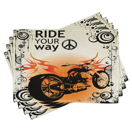 

Ambesonne Orange Black Place Mats Set of 4 Freedom Theme Sign Standard Size Black Orange Cream