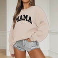 thumbnail image 2 of Crewneck Sweatshirt for Women Mama Letter Print Sweatshirt Oversized Pullover Loose Lightweight Long Sleeve Tops, 2 of 4