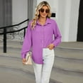 thumbnail image 5 of SWSMCLT Women's Button Up Shirt Fashion Blouse Long Sleeve Fall Loose Holiday Winter Drop Shoulder Long Top Purple Small, 5 of 5