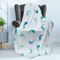 thumbnail image 4 of Sea Animals Soft Flannel Fleece Throw Blanket, Leaping and Playing Dolphin Aquatic Life Animal Marine Theme, Cozy Plush for Indoor and Outdoor Use, 60" x 80", Turquoise Blue Navy, by Ambesonne, 4 of 5