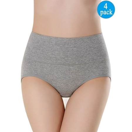 

Womens Plus Size Cotton Briefs High Waist Underwear Tummy Control C Section Recovery Soft Stretch Cotton Hipster Brief Panties Underwear - 4 Pack