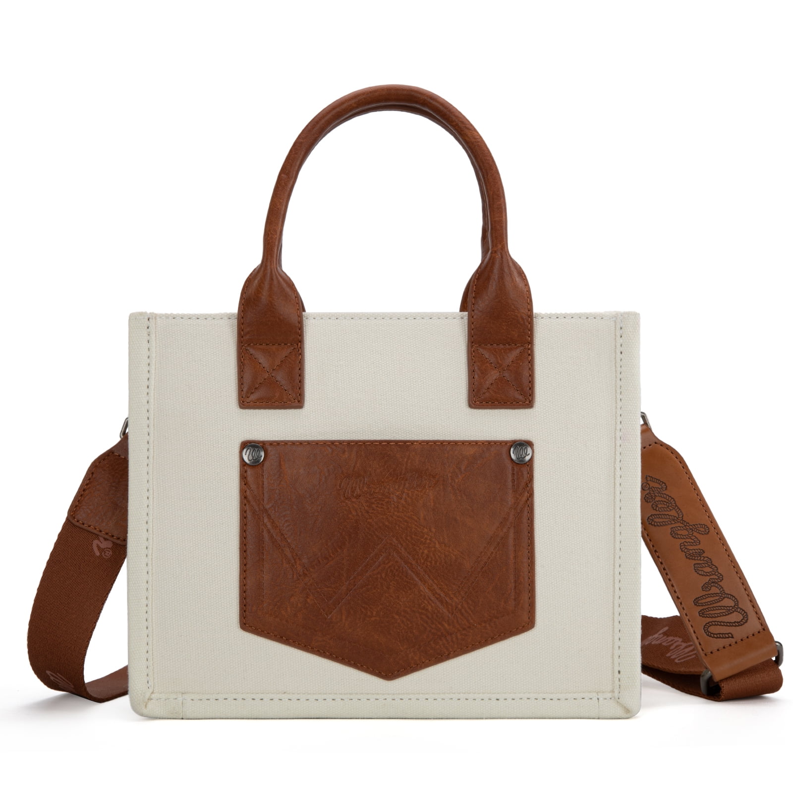 Wrangler Tote Bag for Women Retro Canvas Top Handle Purses and Handbags, Beige