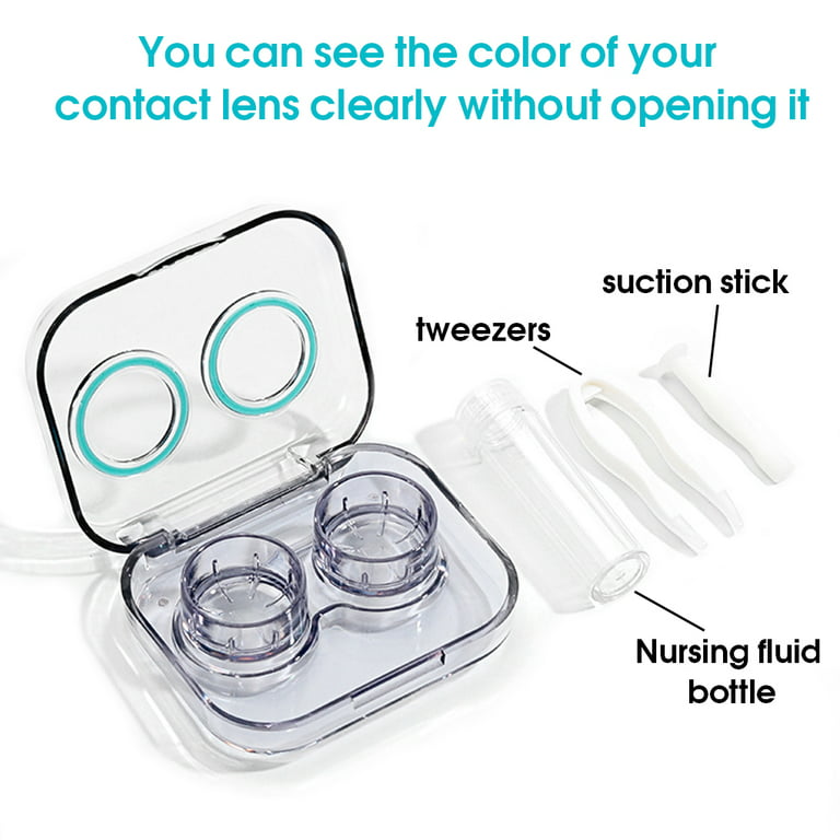 Sonceds 4 Pcs Contact Lens Cases Organizer Box with Tweezers Suction Stick  Eyes Care Container Protection Accessories Outdoor 