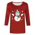thumbnail image 4 of LEKWK Christmas Pajama Tops Women Merry Xmas Crew Neck 3/4 Sleeve Tshirts Women's Tops 3/4 Sleeve Tunic Womens Tops 3/4 Sleeve, 4 of 5