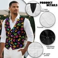 thumbnail image 6 of Yuyamidu Colorful Dog Paw Business Vests for Men Size L Lightweight Men's V-Neck Suit Vests Festival Vest Waistcoat with 3 Pockets, 6 of 7