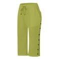 thumbnail image 5 of GEWSEY Womens Casual Capri Pants Elastic Waist Solid Color 3/4 Wide Leg Summer Trousers with Pockets (Green, XXL), 5 of 5